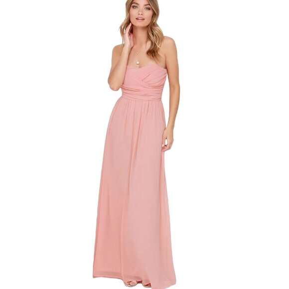 Lulus Dresses & Skirts - Lulus Royal Engagement Strapless Peach Maxi Dress Gown Women's Size Large Prom